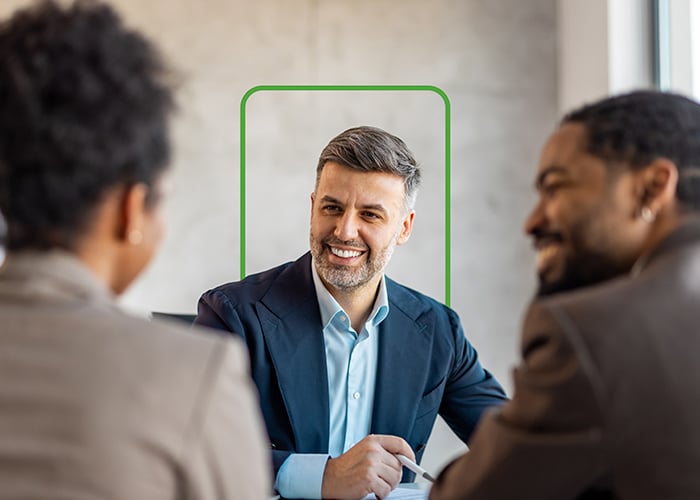 Business advisor with green outline.