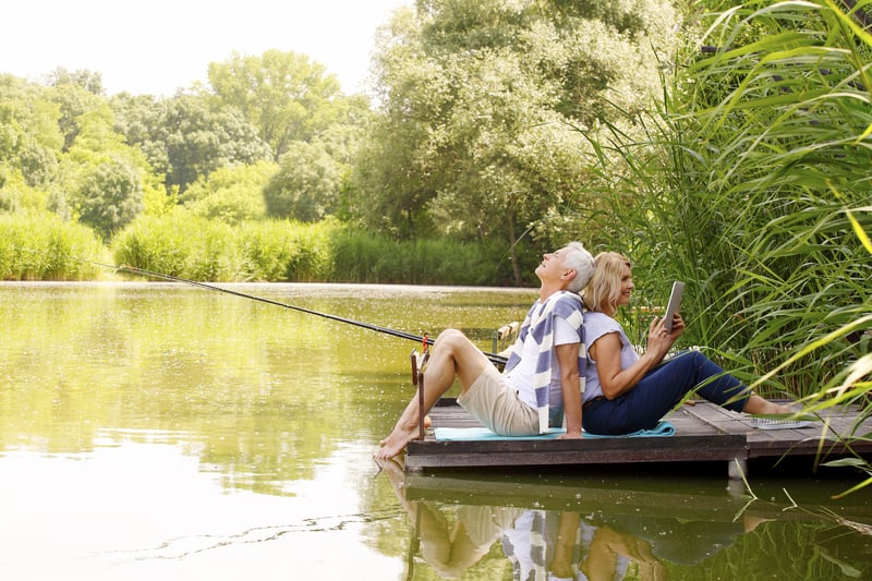 white middle aged couple fishing